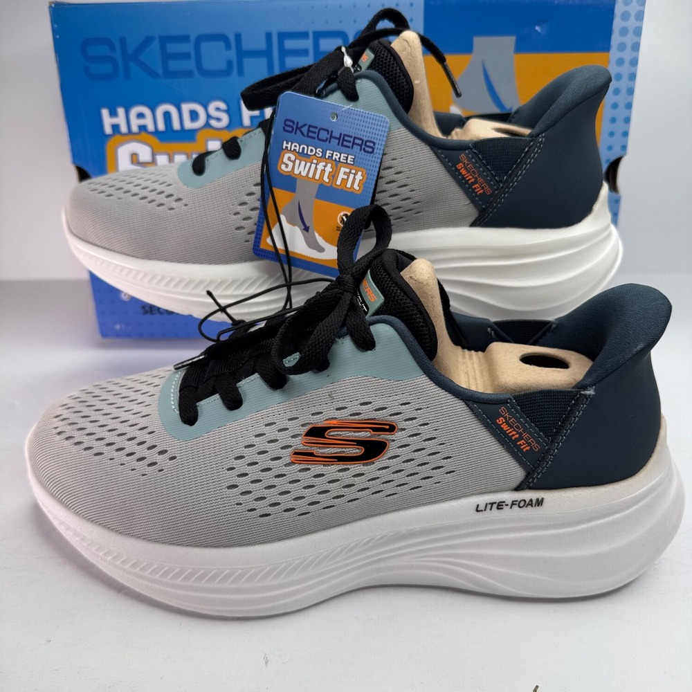Skechers Hands Free Swift Fit Mens Gray Black Sneakers 255056S Size 8
